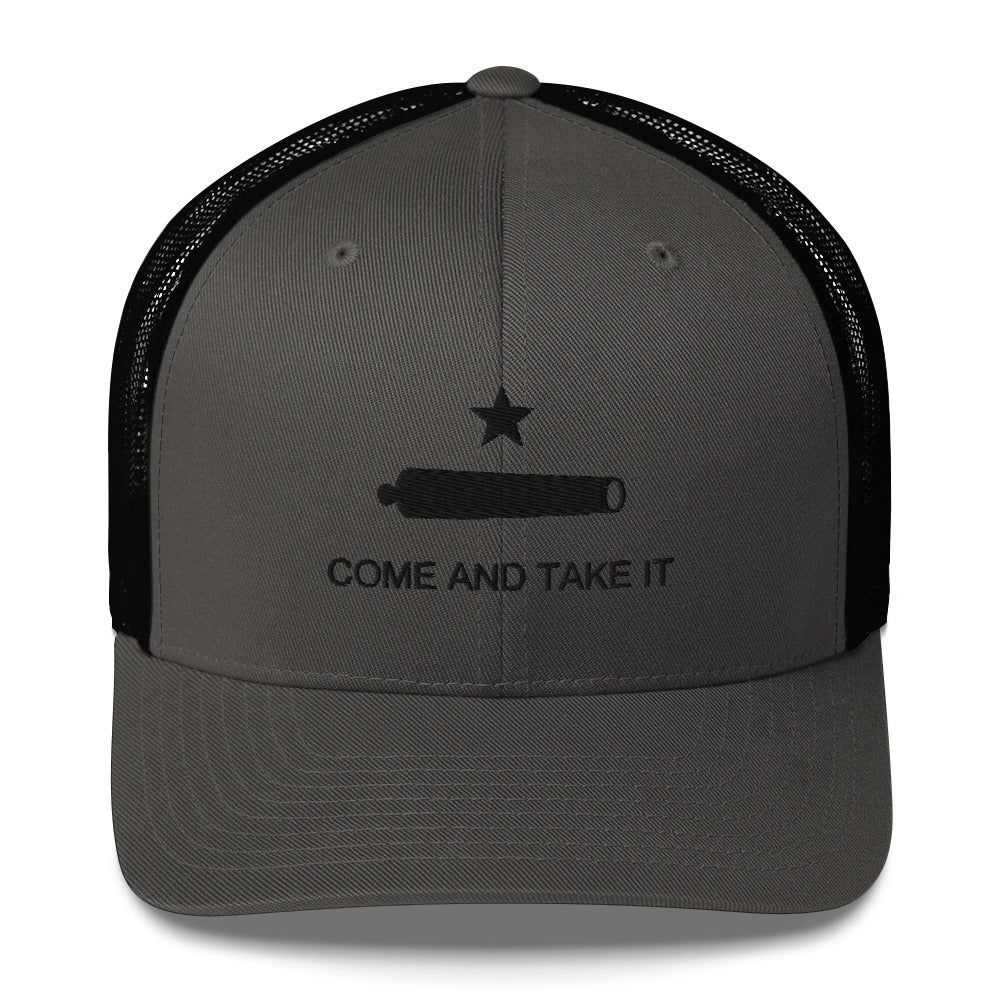 Come and take it black trucker cap