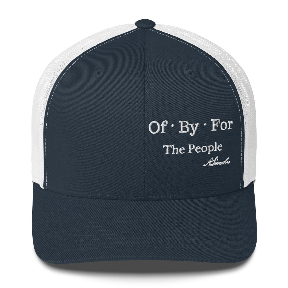 of by for the people navy trucker cap