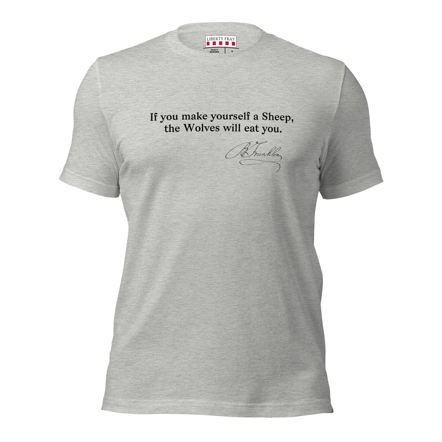 Benjamin Franklin Wolves Sheep heather T-shirt
