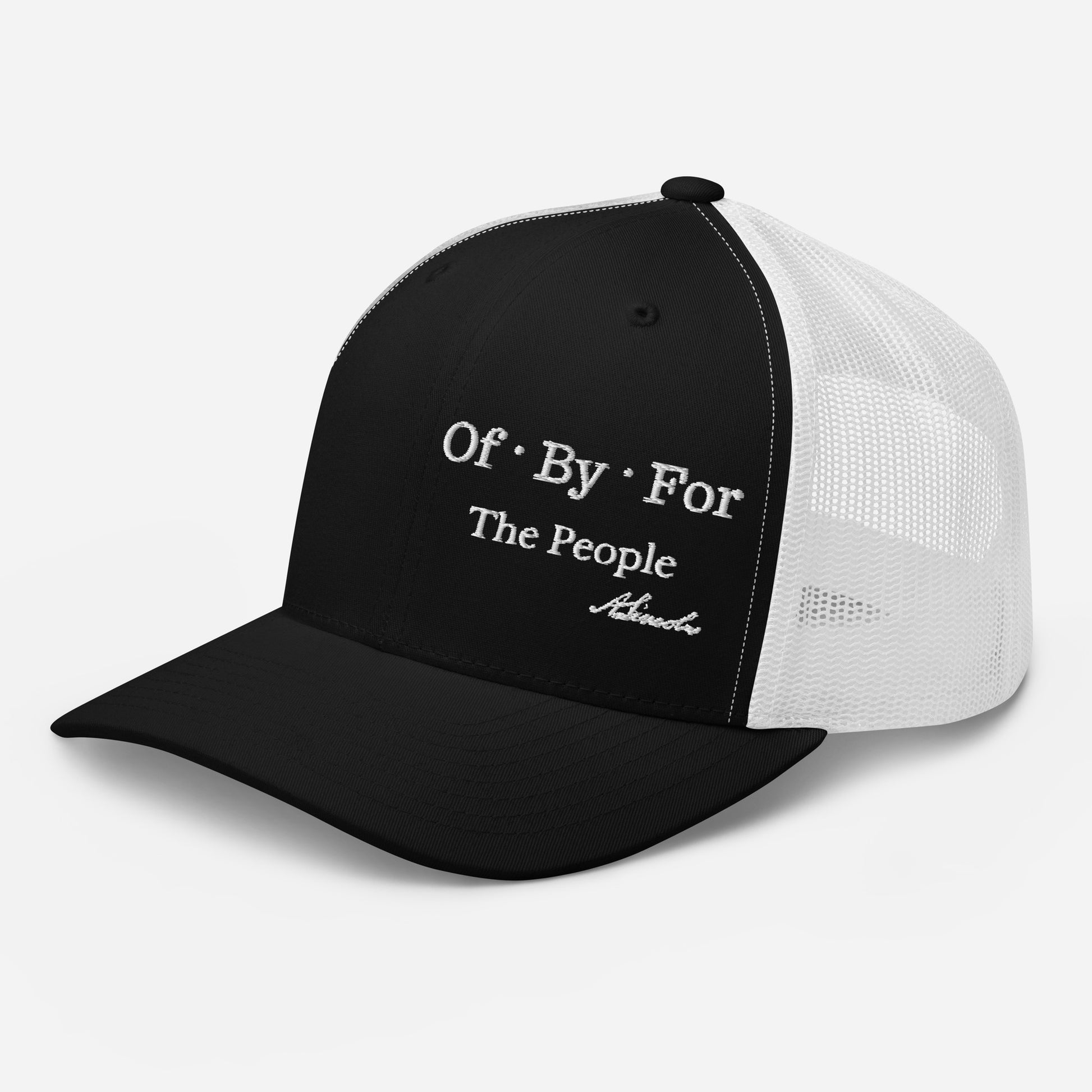 of by for the people black trucker cap