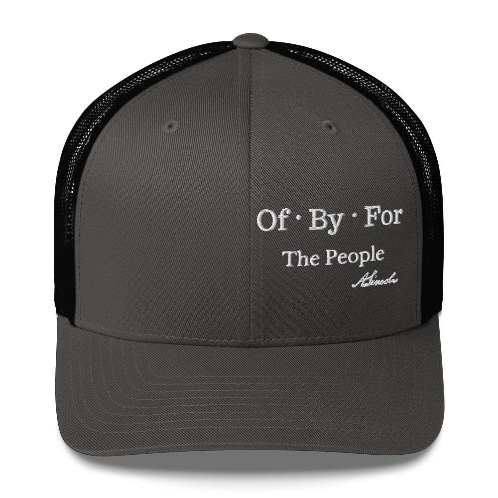 of by for the people charcoal trucker cap