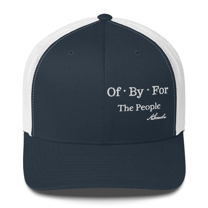 of by for the people navy trucker cap