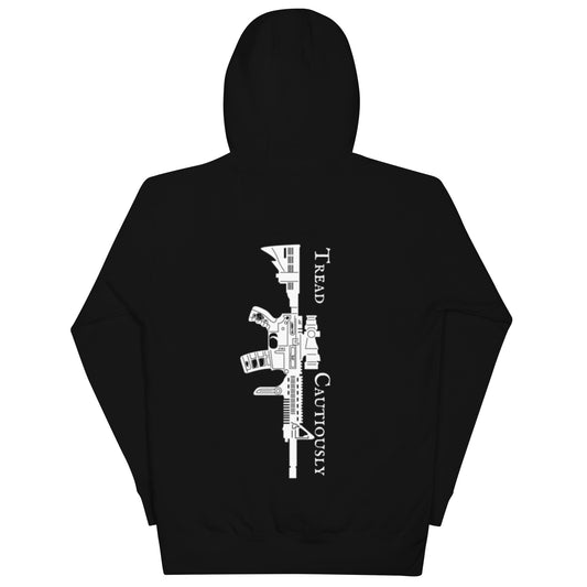 tread cautiously black hoodie