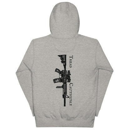 tread cautiously grey hoodie
