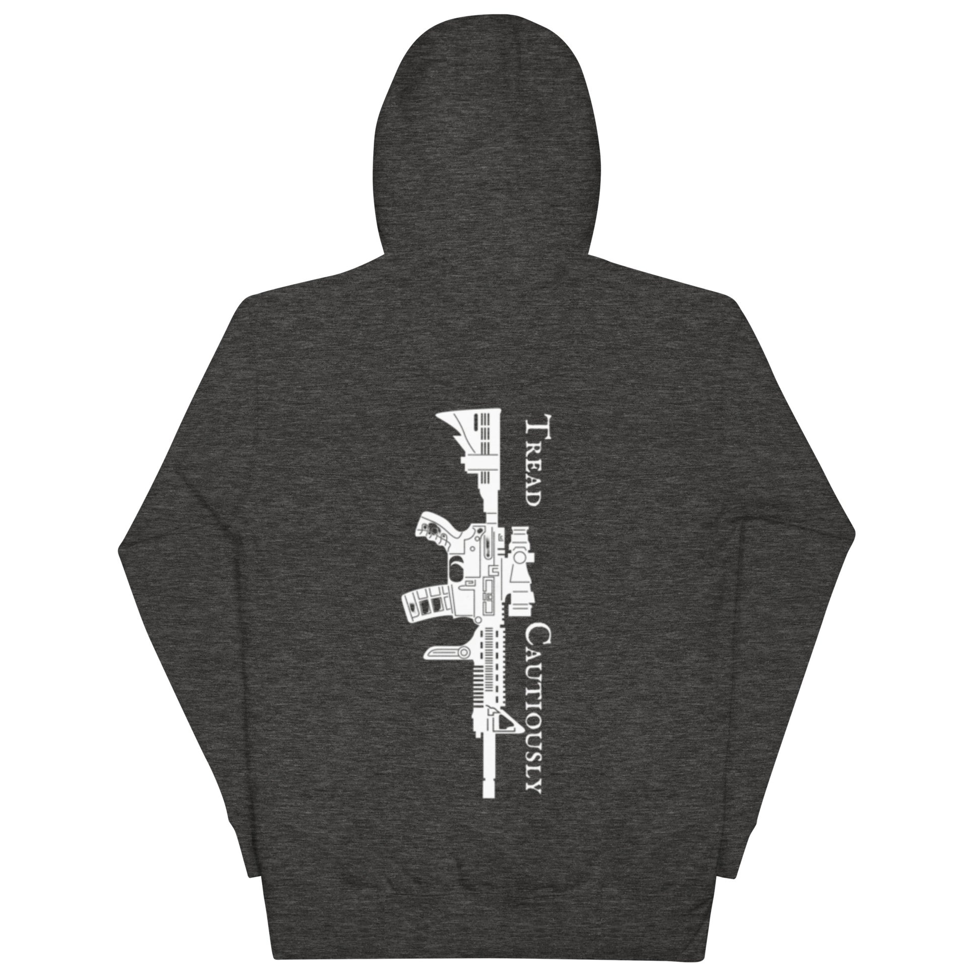 tread cautiously charcoal hoodie