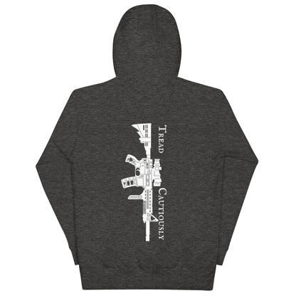 tread cautiously charcoal hoodie