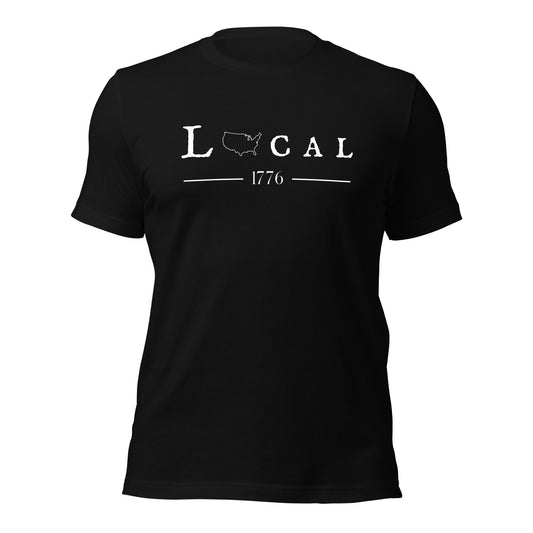 Local patriotic men's t-shirt front design Liberty Fray