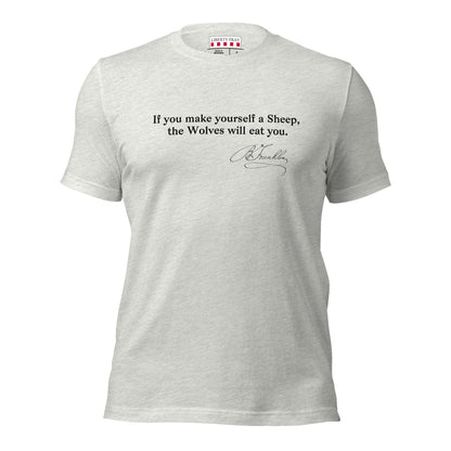 Benjamin Franklin Wolves Sheep ash T-shirt