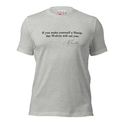 Benjamin Franklin Wolves Sheep heather T-shirt