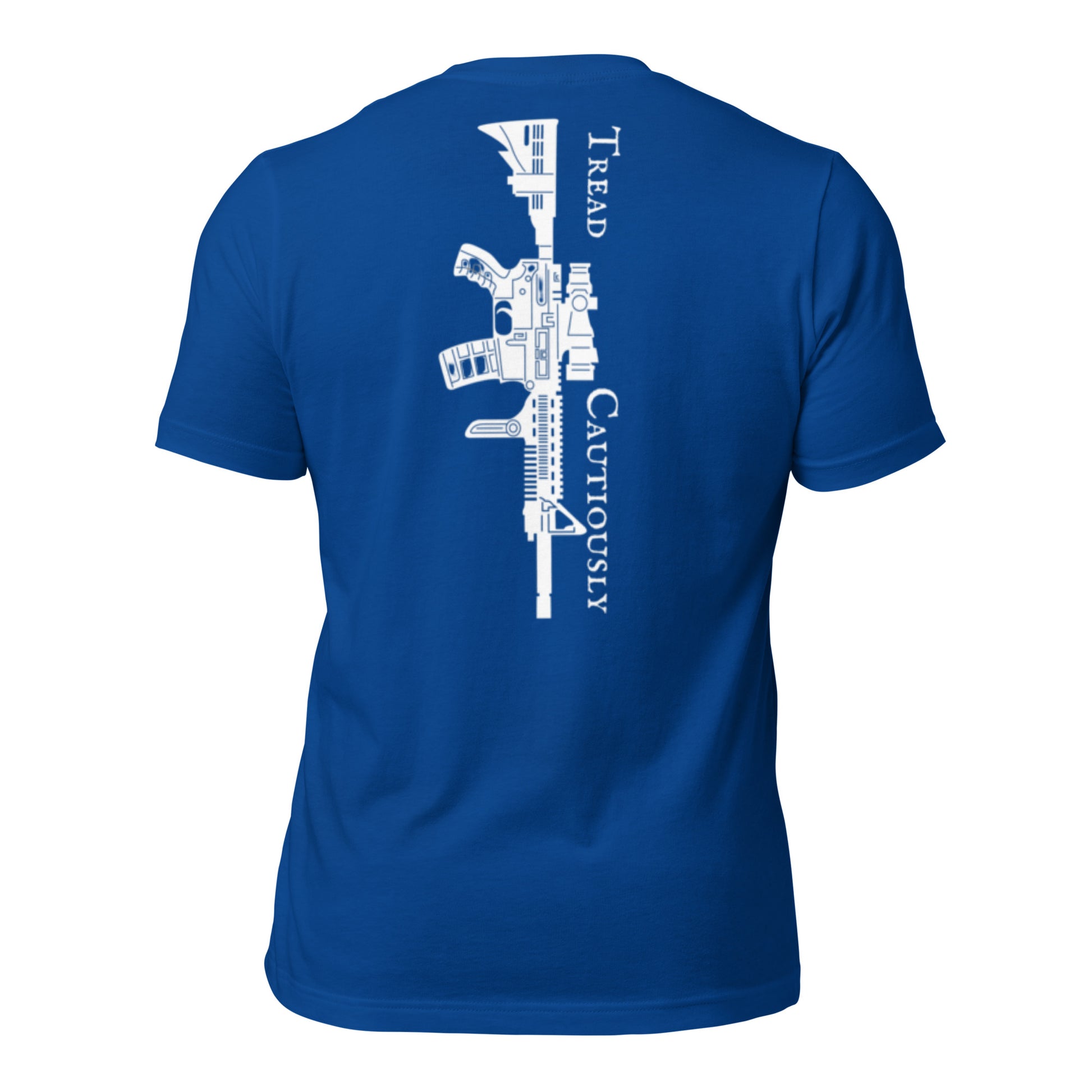 tread cautiously royal t-shirt